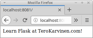 Firefox shows Flask running with mod_wsgi