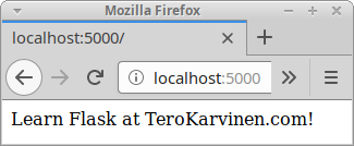 Python Flask 'Hello world' in Firefox
