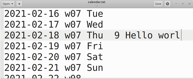 Edit calendar.txt in a text editor.